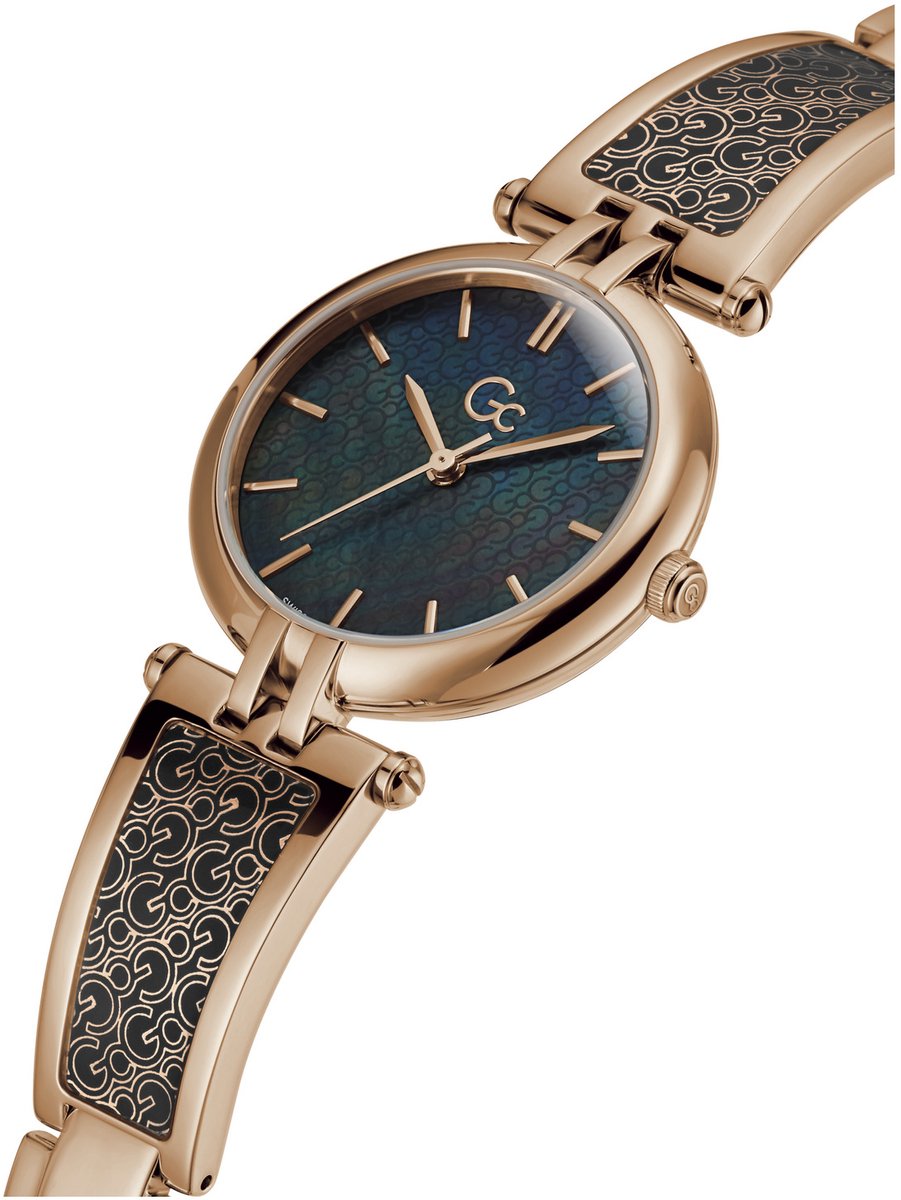 Gc Gc Logochic Quartz Analoog Horloge Zwart & Rose Goud Case: 100% Stainless Steel | Armband: 100% Stainless Steel 32 mm Y73006L2MF