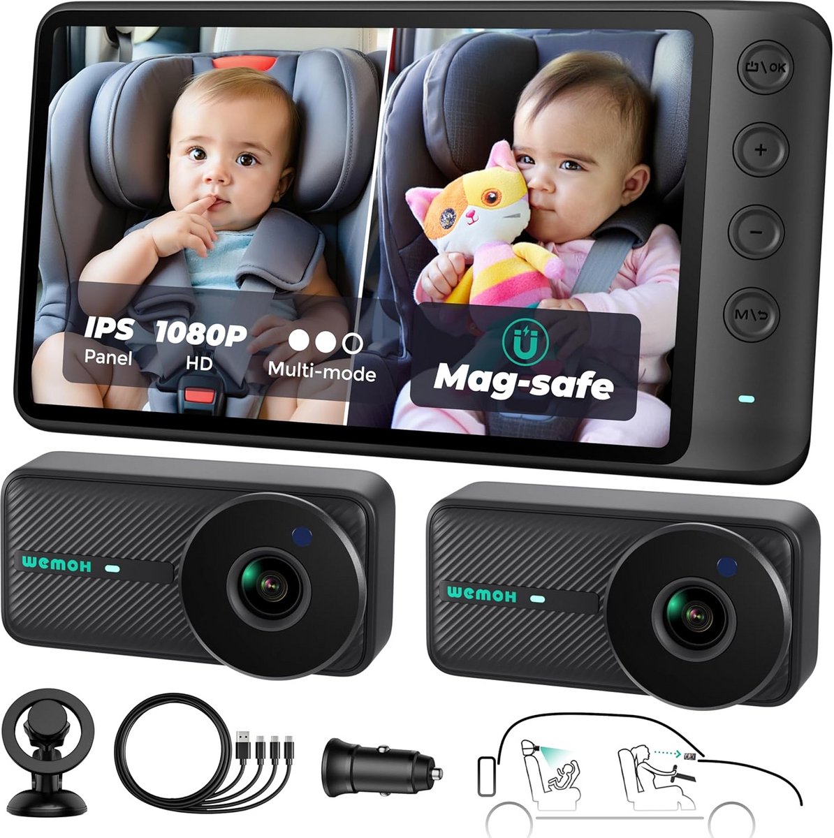 Dashcam Full HD 1080P met Twee Camera's voor Auto