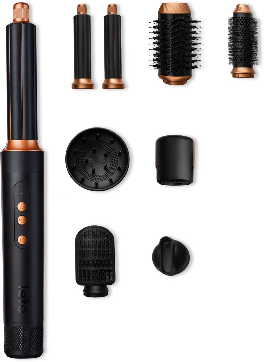 Leto Air7 - Airstyler - Föhnborstel - Krultang - Stijlborstel - Föhn met diffuser - Concentrator - Multistyler - Krultang 5 in 1 - Krulborstel - Warmteborstel