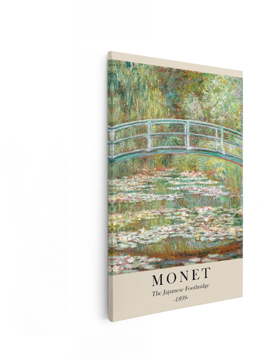 Artaza Canvas Schilderij Monet Waterlelies - 40x60 cm - Wanddecoratie Japanse Brug - Muurdecoratie Tuin Giverny - Decoratie Klassieke Schilderijen