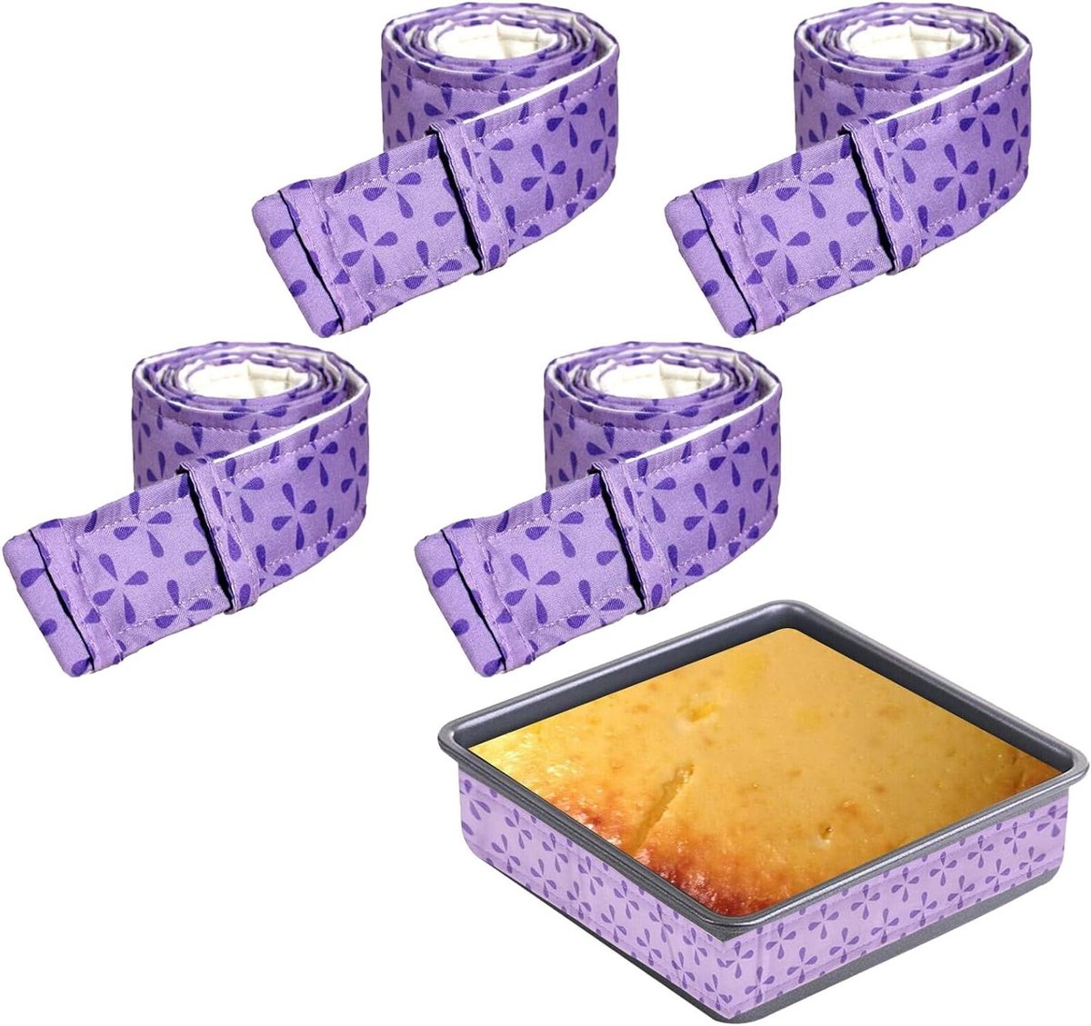Cake Strips voor Gelijkmatig Bakken en Voorkomen van Barsten - Set van 4 Strippen