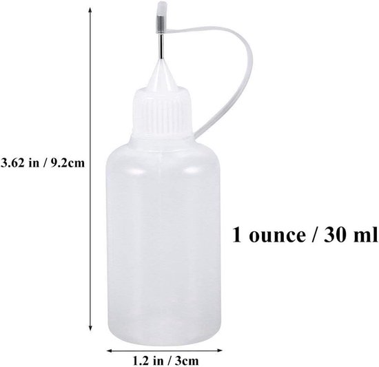 12 stuks - 30ml spuitfles - doseerfles met naald - verffles - olievulfles - lijmfles - navulbaar van Merkloos — afbeelding 4