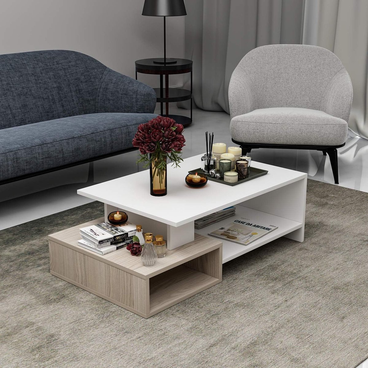 Salontafel in hoogte verstelbaar 80x40 cm – Lift-Up Koffietafel met Opbergruimte, Opklapbaar Tafelblad, Moderne Woonkamertafel van Hout & MDF – zwart – Pauwhome