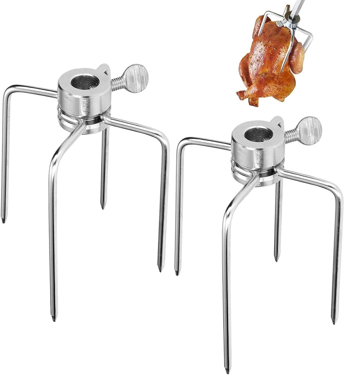 Vleesklemmen voor draaispies, roestvrij staal BBQ accessoires met borgschroef