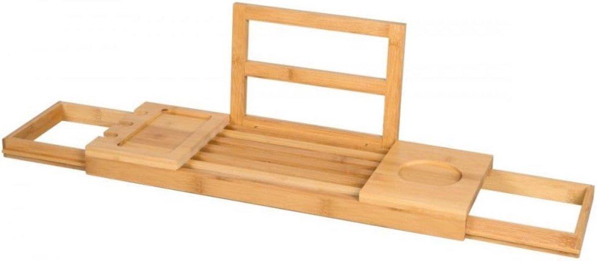 RWB® Badplank voor in Bad - Badplank - Luxe Badplank - 50 tot 92 cm Breed - Hout - Bruin - ‎18cm x 50cm x 4cm