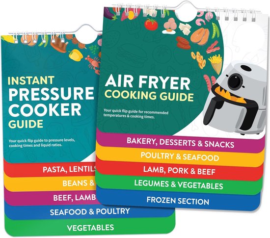 Foto: Set van 2 magnetische kookgidsen voor air fryer en instant pot 7 x 6 inch handige kookaccessoires voor keuken airfryer kookgids baktijden en temperaturen