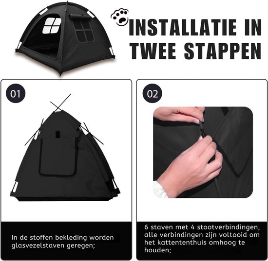 Kattentent - Huisdier tent - Draagbaar Dierenhuis - Kattenhol - Kattenmand Voor Binnen En Buiten - Dierentent - 57,9 x 57,9 x 45 cm van Furbo — afbeelding 5