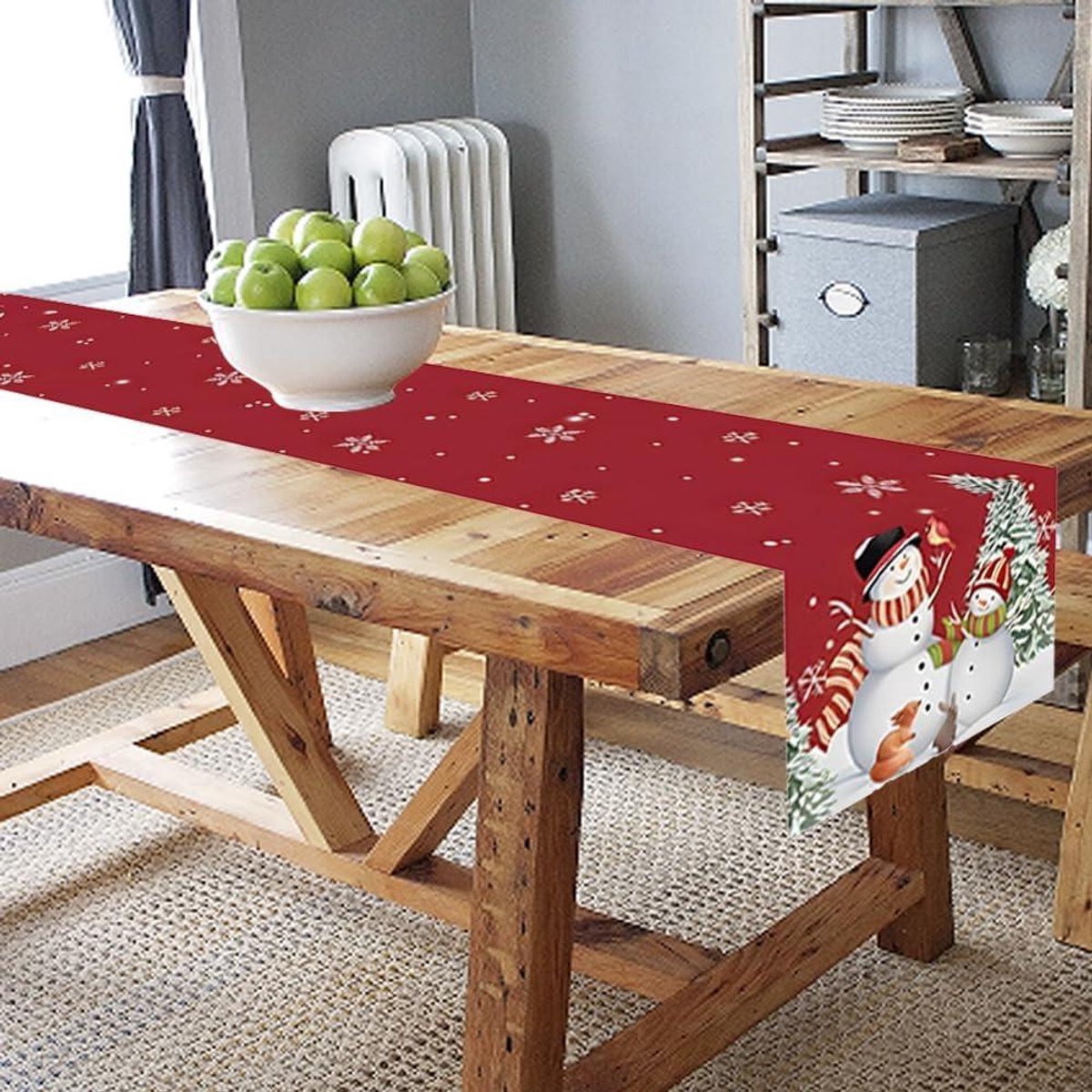 Tafelloper van linnen voor kerst- en keukentafeldecoratie, 33 x 183 cm