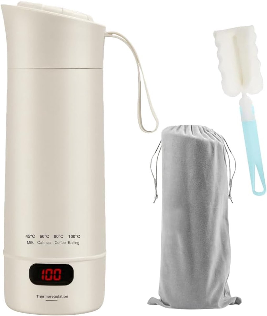 Mini Waterkoker 5-in-1 – Draagbare Elektrische Waterkoker & Thermos – Voor Babymelk, Koffie & Thee