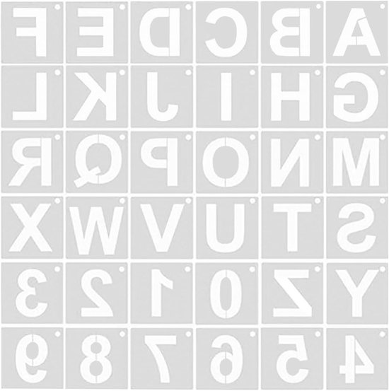 Letters & Cijfers Alfabet Herbruikbare Stencil Set // 100 mm // Modern Sans Cijfers