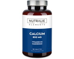 Nutralie Calcium Vitamine D3 - 90 Tabletten - Sterke Botten, Tanden & Spieren Supplementen - Mannen en Vrouwen - met Magnesium - Veganistisch - 1,5 Maand Voorraad