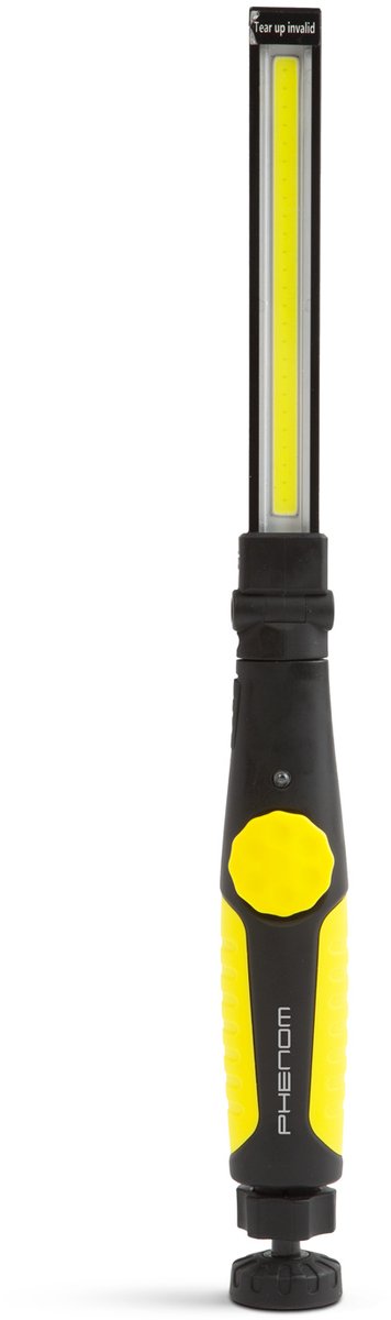 COB LED Werklamp - Oplaadbare 1200 mAh Li-ion Batterij - 300 Lumen - Traploos Dimbaar - 270° Verticaal & 160° Horizontaal Verstelbare Kop - Magnetische Voet - IP44 - Geel [18647B]