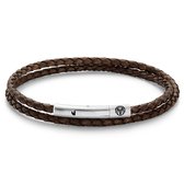 Collins 3 mm Bruine Leren Wikkelarmband