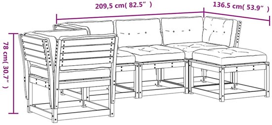 vidaXL-5-delige-Loungeset-met-kussens-massief-grenenhout