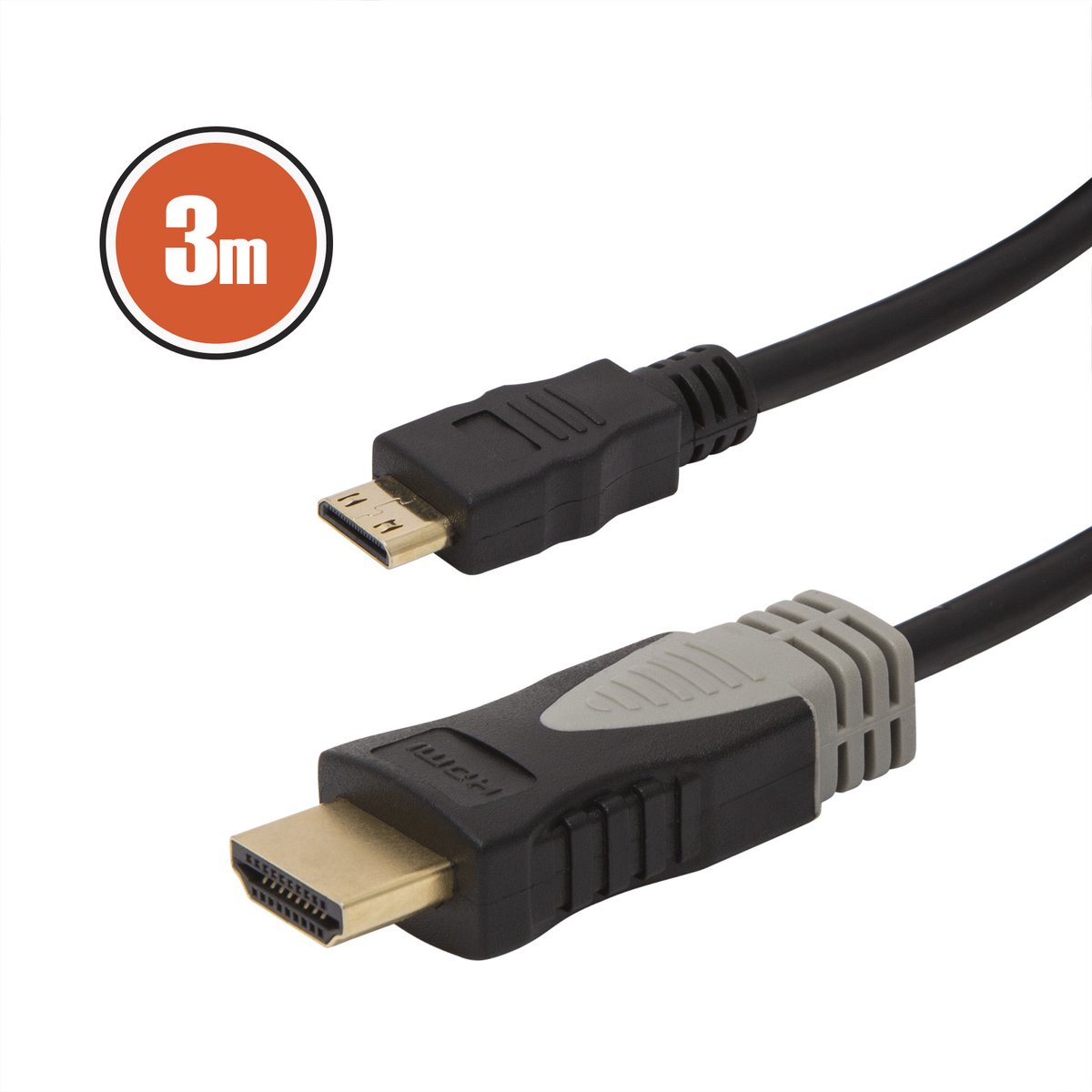 Mini HDMI Kabel 3 Meter - HDMI naar Mini HDMI | 24K Vergulde Connectoren | 1080p+ Resolutie | 3D, CEC & HDCP Ondersteuning | Versie 1.3b [20426]