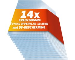 Gardebruk 14x Polycarbonaat Platen – 4mm dubbelwandig en UV-Bestendig – 121x60,5cm 10,25m² – Transparant