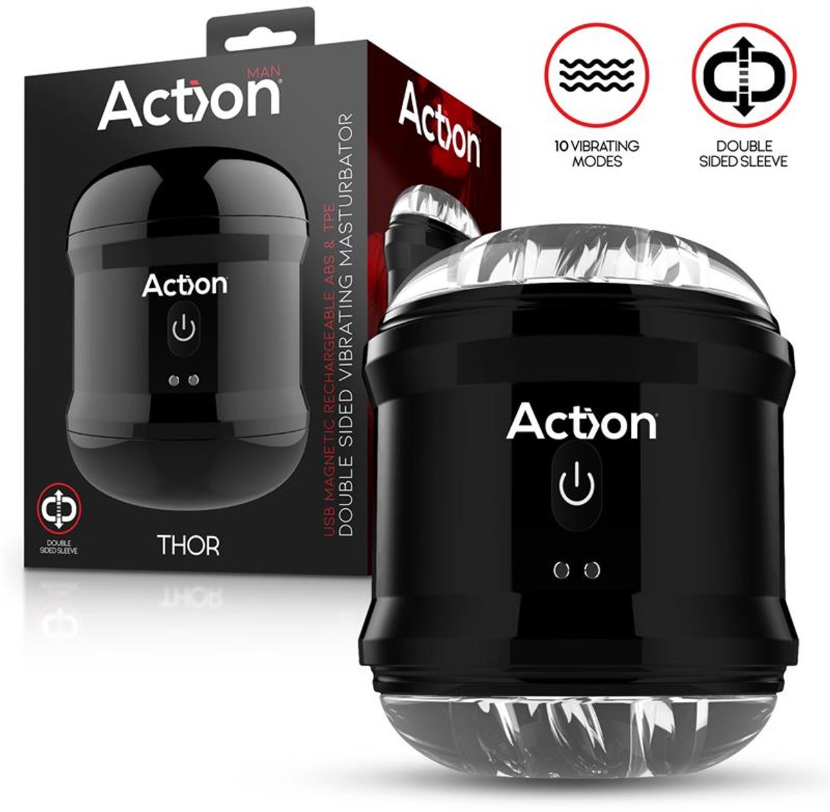 ACTION Thor Double Sided Vibrating Masturbator