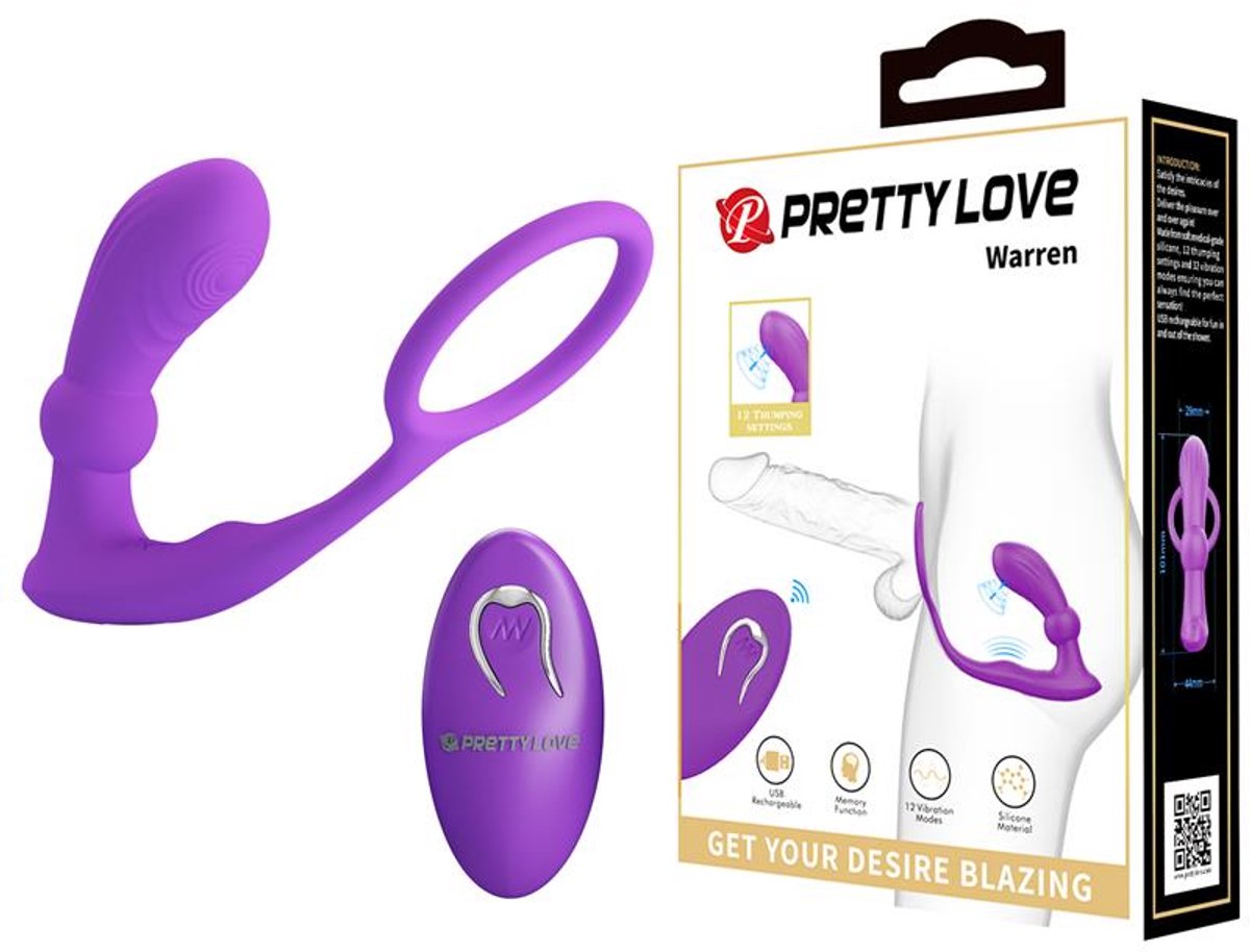 Warren Remote-Controlled Vibrating and Pulsating Anal Plug and Penis Ring