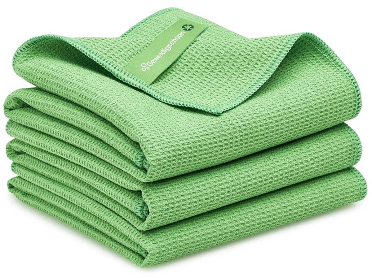 Geweldigschoon Droogdoeken RPET - 45x60cm - 3 stuks - Microvezeldoeken - Maat M - Groen