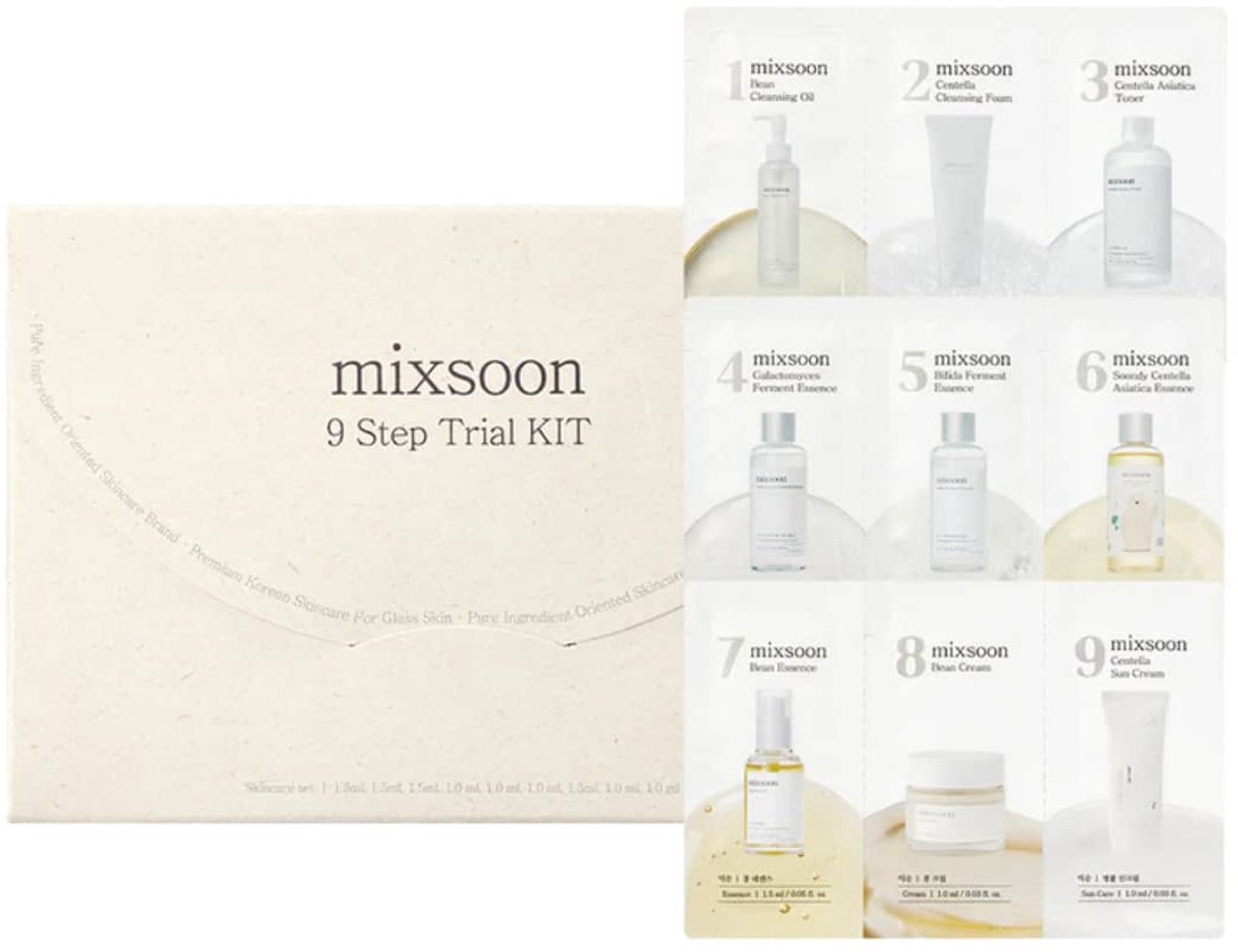 Mixsoon Glass Skin Trial Kit - Korean Skincare Set - 9 Delig