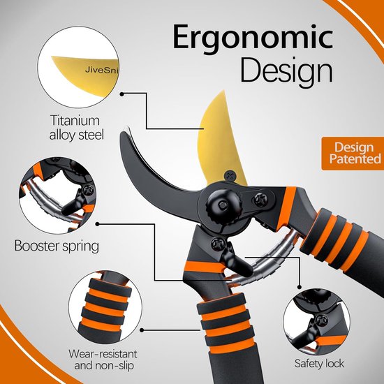 Snoeischaar - Tuinscharen - Snoeischaar - Tuinschaar Bypass - Ø 35mm - Ergonomische voor Grip van Merkloos	 — afbeelding 5