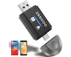 ESSGOO 2-in-1 CarPlay Dongle - Draadloos CarPlay Android Auto Android - Auto Dongle - USB-A - USB-C - Plug & Play