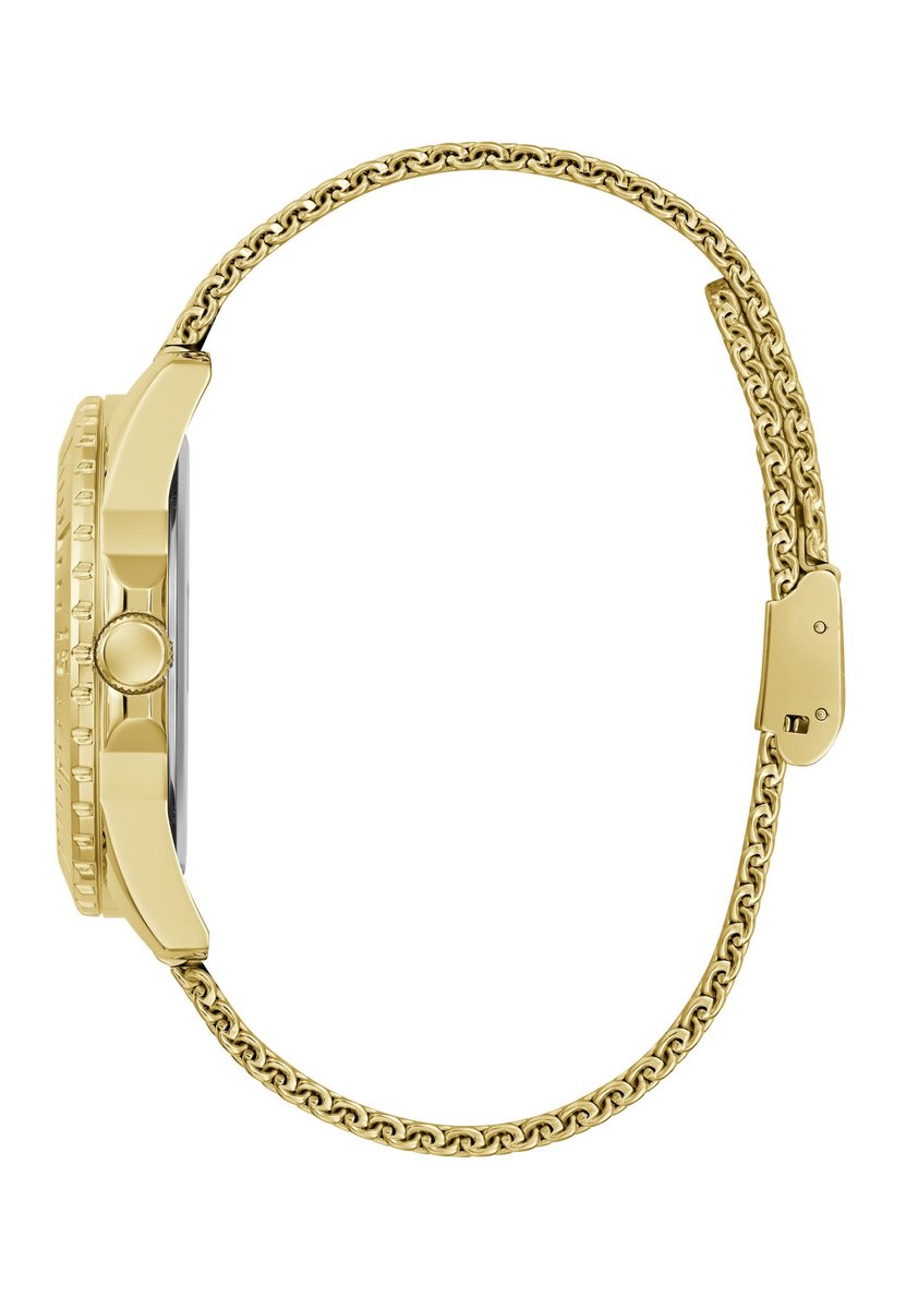 Guess Forrest Quartz Analoog Horloge Goudkleurig Case: 100% Recycled Steel | Armband: 100% Mesh 42 mm U1393G2M