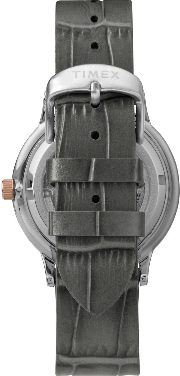 Timex Waterbury Classic Automatisch Grijs Case: 100% Low Lead Brass | Armband: 100% Leather 34 mm TW2U11600OX