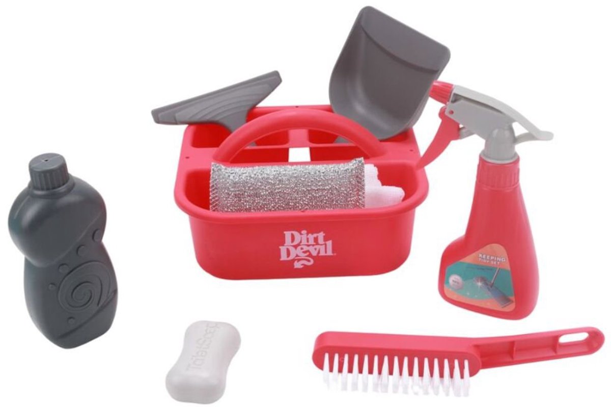 Dirt Devil Schoonmaak Speelgoed – 7-delige Schoonmaakset voor Kinderen met Emmer, Sprayfles, Borstel en Accessoires – Educatief Speelgoed voor Rollenspel