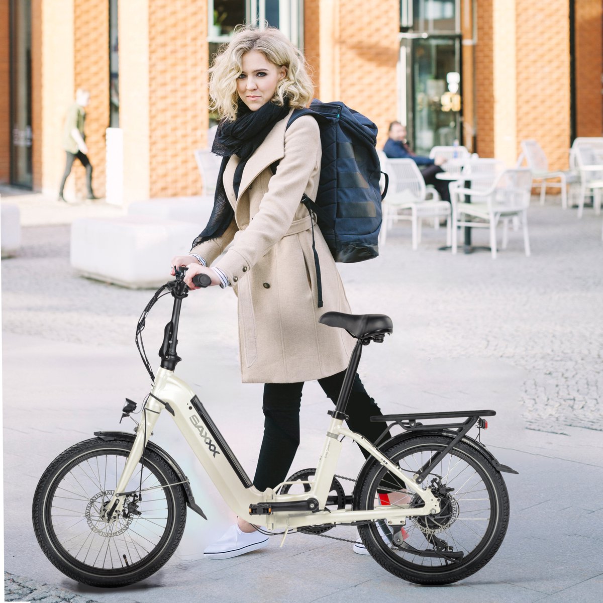 SAXXX Foldi Comfort - Elektrische Fiets - 95% Vooraf Geassembleerd Vouwfiets - 410Wh uitneembare accu - 80 km Actieradius - Shimano Nexus 7-versnellingssysteem - Achterwielmotor 250W - 20 x 2.3" CST - Mechanische schijfrem - Wit thumbnail 3