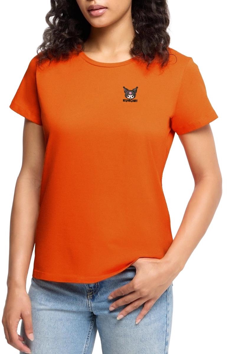 Kuromi Geborduurd Portret Premium T Shirt Dames