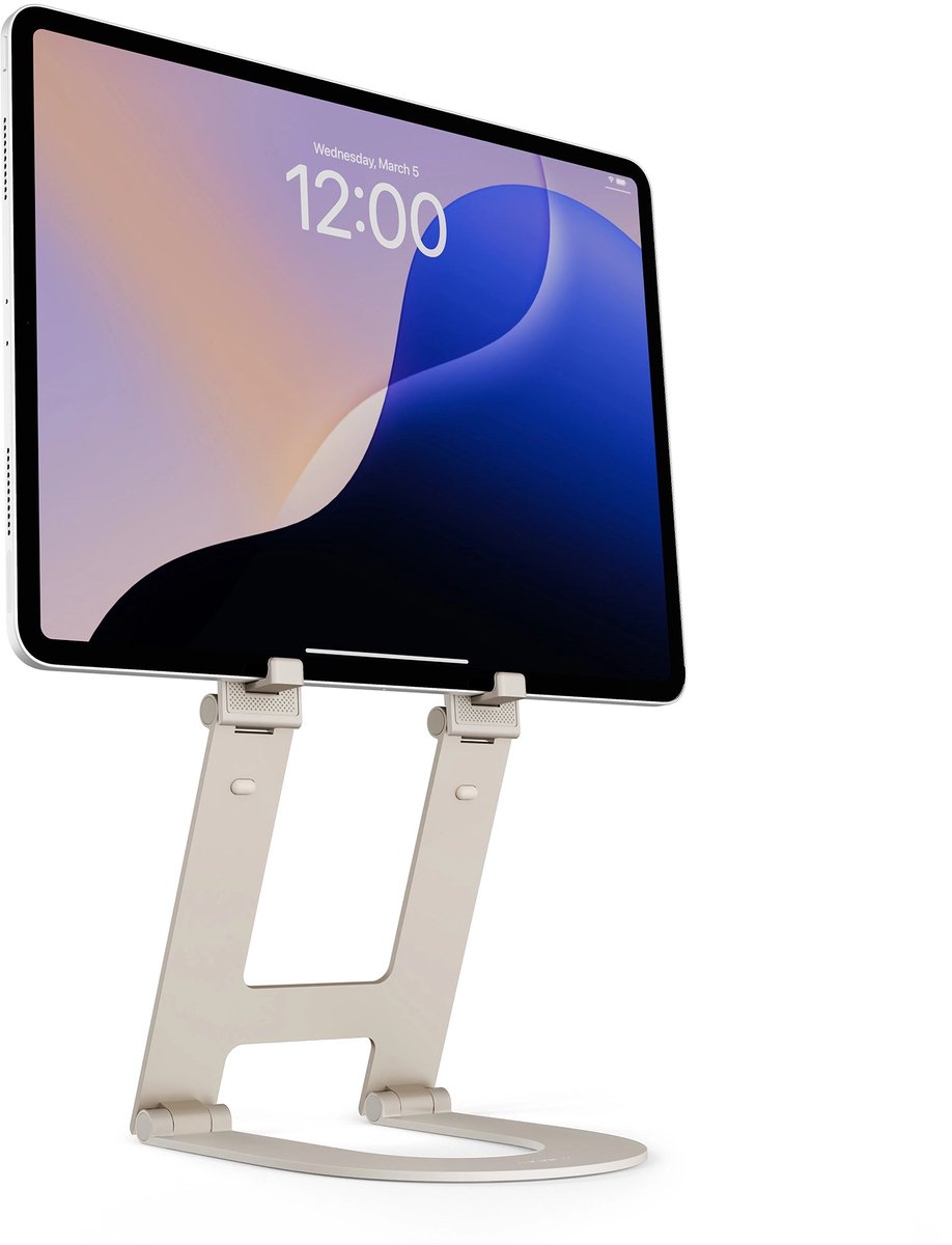 Twelve South Curve Mini iPad-standaard – Verhoogt uw tablet tot 6 inch – Verstelt soepel naar verschillende hoeken – Ultra-compact en gemakkelijk mee te nemen - Beige