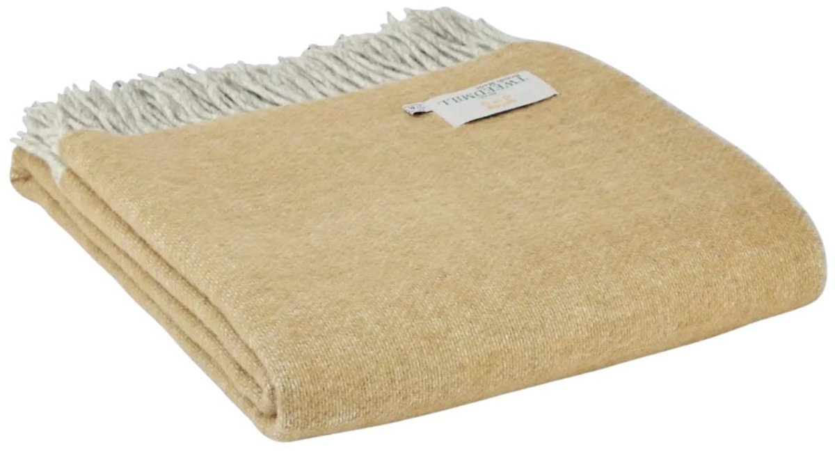 Tweedmill Plaid Dartmoor Bruin en Grijs (Dessert Brown) -voor en achterzijde verschillend - 150x183 - Nieuw Wol - Tweedmill UK