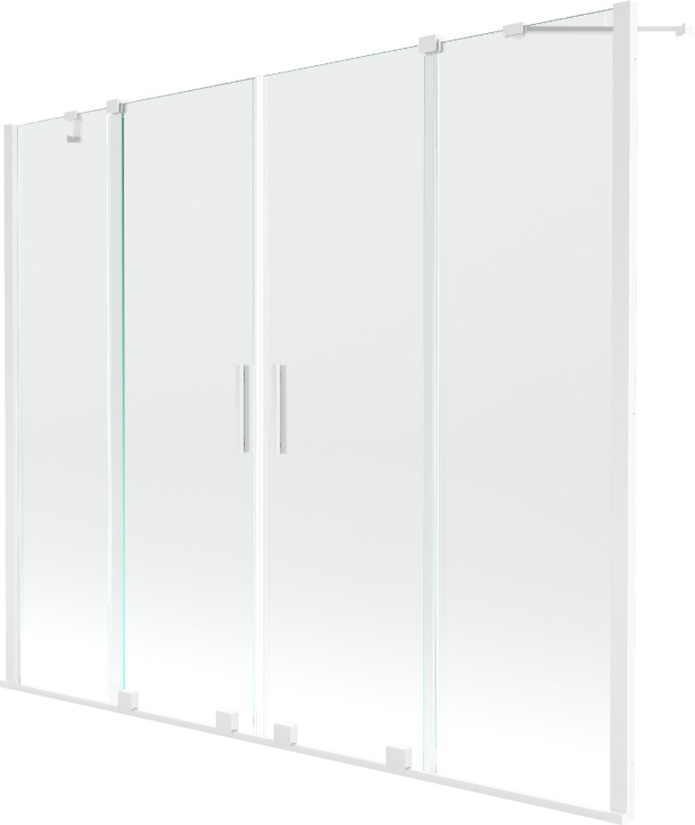 Mexen Velar Duo badwand 2-delig schuifbaar 170 x 150 , transparant, wit - 896-170-000-02-20