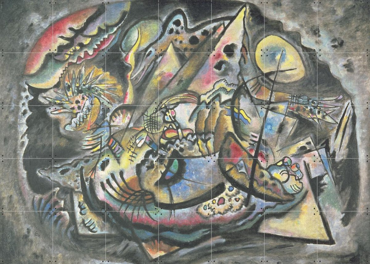 IXXI Composition The Grey Oval, Kandinsky & Bridgeman Images - 140 x 100 cm - Gratis ophangtool - Grote wanddecoratie en posters - Klassiek, Abstract