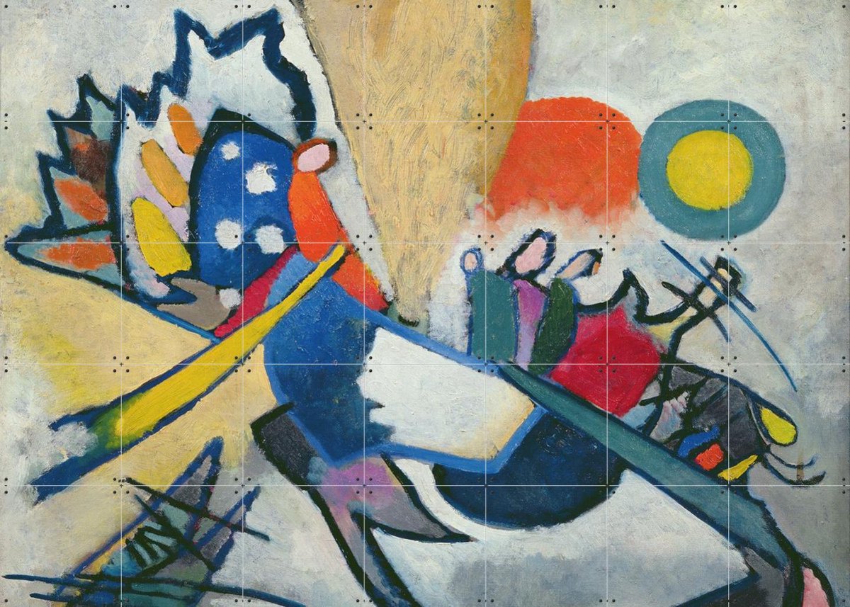 IXXI Improvisation 209, Kandinsky & Bridgeman Images - 140 x 100 cm - Gratis ophangtool - Grote wanddecoratie en posters - Klassiek, Kleurrijk