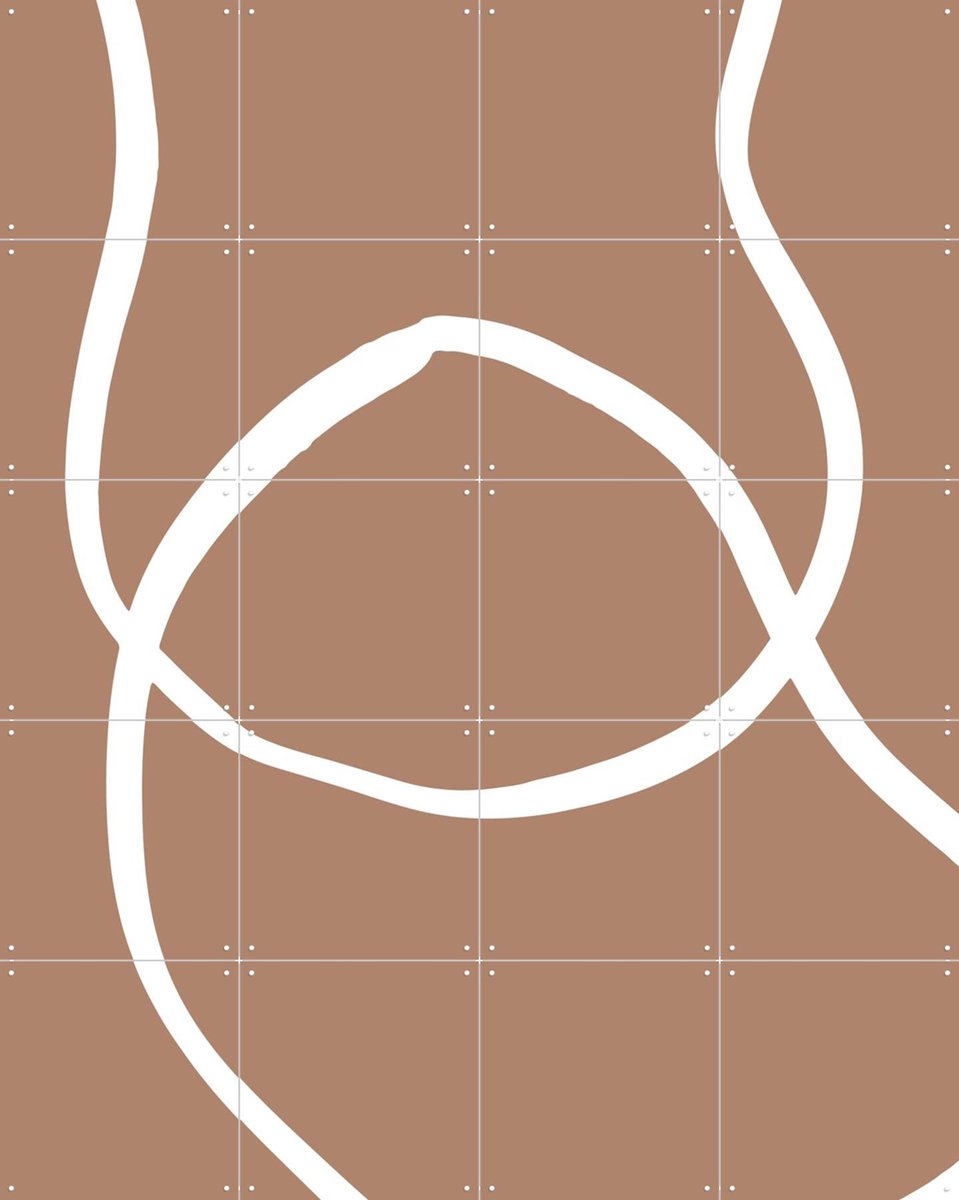 IXXI Abstract Lines Mocha 2, Various - 80 x 100 cm - Gratis ophangtool - Grote wanddecoratie en posters - Line art, Minimalisme, Abstract