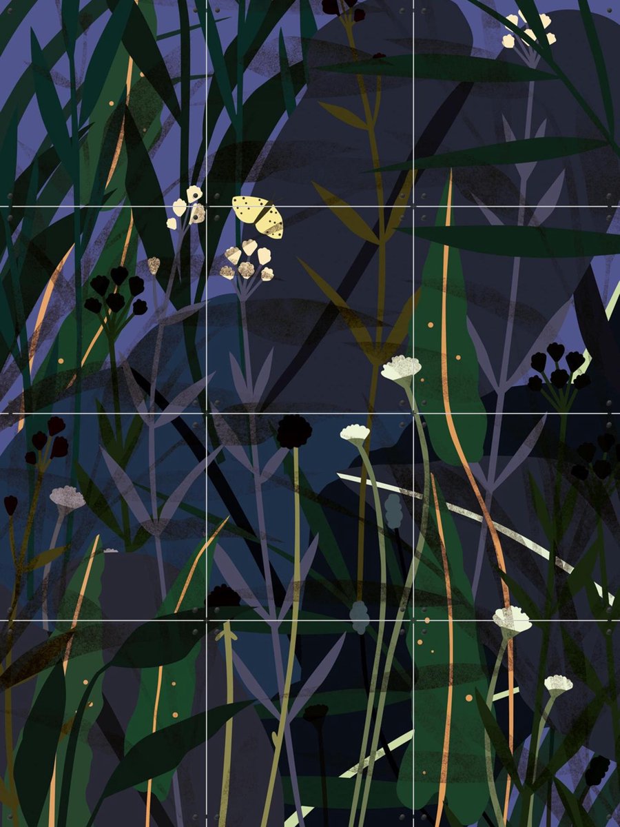 IXXI Green Garden Dark, Lotte Dirks - 60 x 80 cm - Gratis ophangtool - Grote wanddecoratie en posters - Digitale Kunst, Illustraties, Grafisch