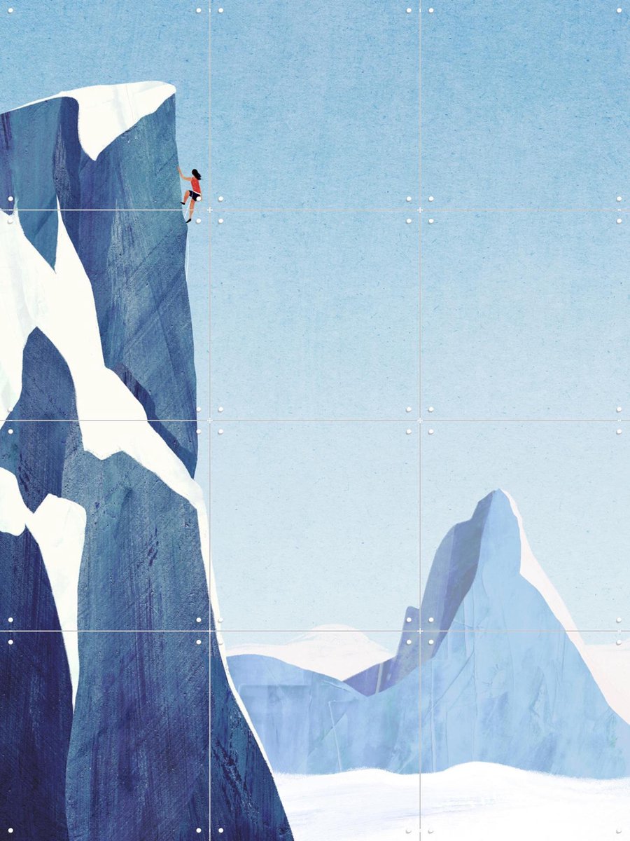 IXXI Mountain Climbing, Henry Rivers - 60 x 80 cm - Gratis ophangtool - Grote wanddecoratie en posters - Illustraties, Grafisch Ontwerp, Minimalisme