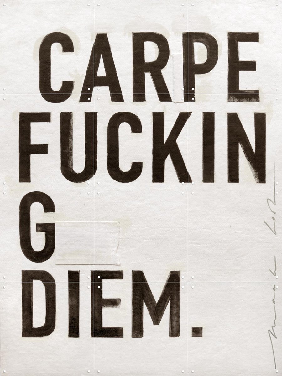 IXXI Carpe Diem, Maaike Koster & My Deer Art Shop - 60 x 80 cm - Gratis ophangtool - Grote wanddecoratie en posters - Houtsnede, Typografie