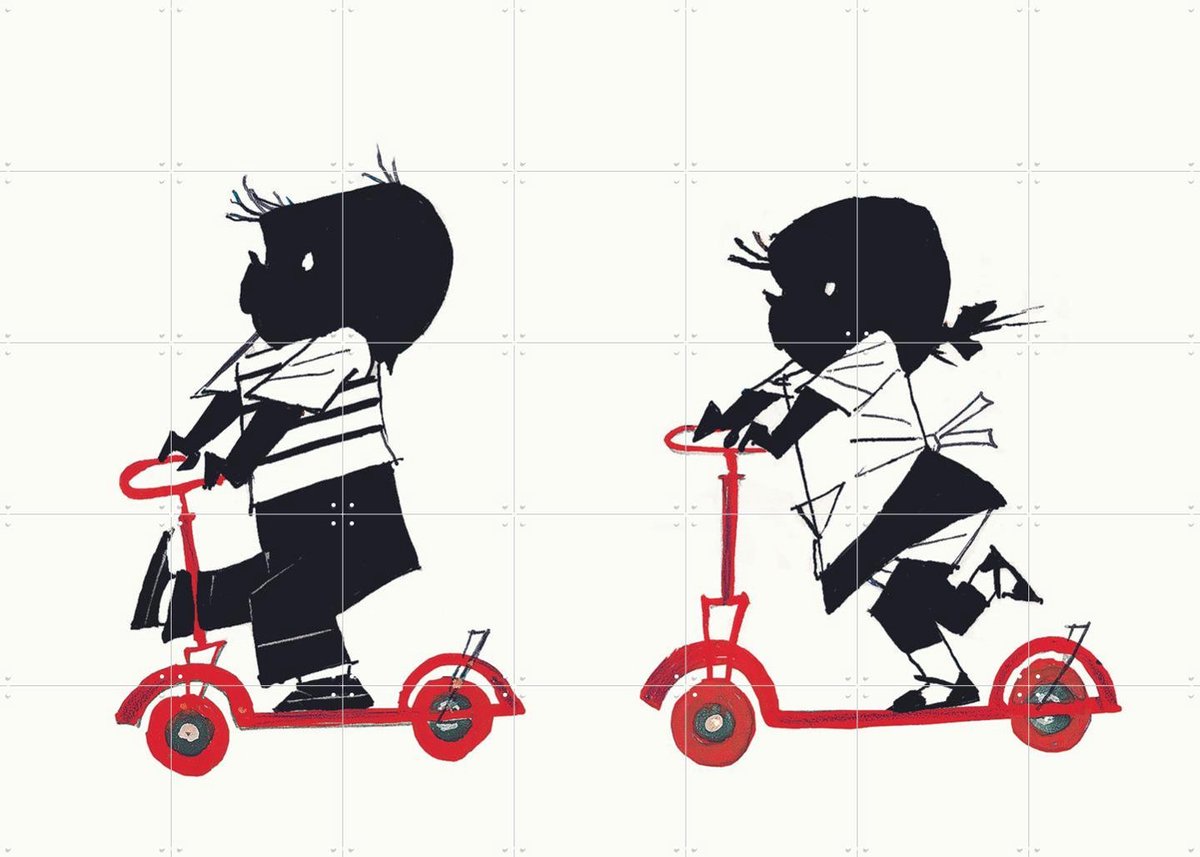 IXXI Step, Fiep Westendorp - 140 x 100 cm - Gratis ophangtool - Grote wanddecoratie en posters - Speels, Illustraties, Cartoonesk, Kinderkamer