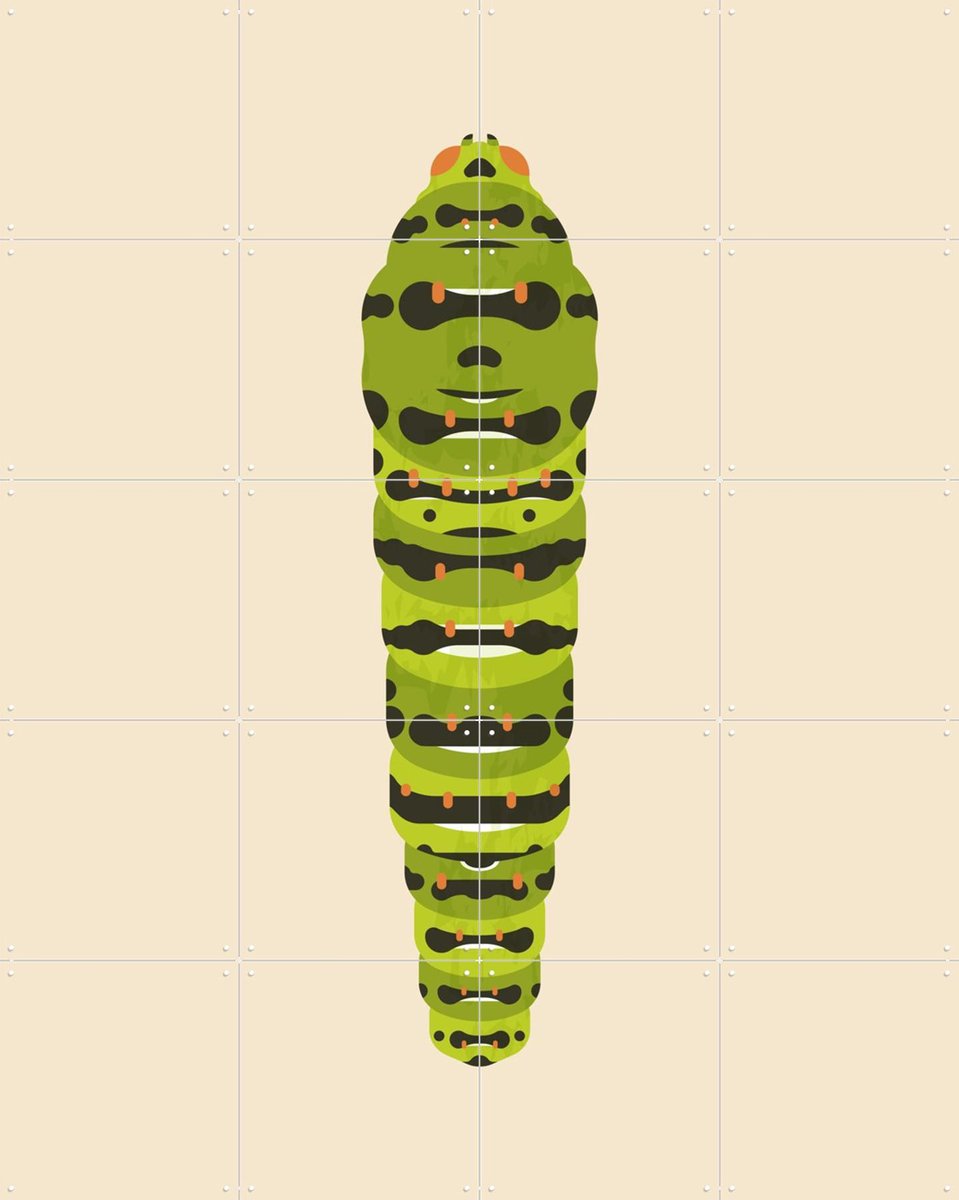 IXXI The Queen Page Caterpillar, Studio Kars + Boom - 80 x 100 cm - Gratis ophangtool - Grote wanddecoratie en posters - Digitale Kunst, Illustraties