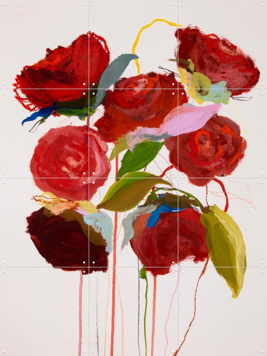 IXXI My Red Door, Leigh Viner - 60 x 80 cm - Gratis ophangtool - Grote wanddecoratie en posters - Abstract, Kwaststreken, Olieverf, Slaapkamer