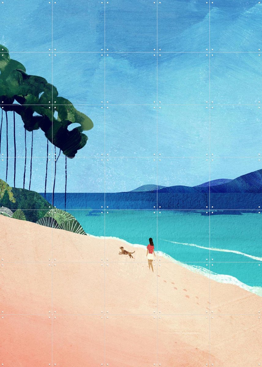 IXXI Beach Walk, Henry Rivers - 100 x 140 cm - Gratis ophangtool - Grote wanddecoratie en posters - Digitale Kunst, Kleurrijk, Illustraties, Grafisch