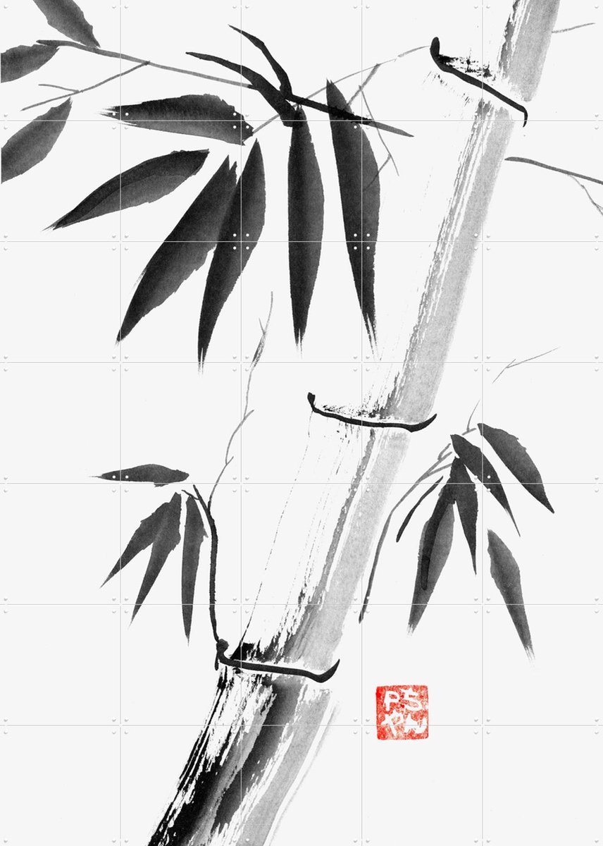 IXXI Bamboo Clear Petit, Péchane - 100 x 140 cm - Gratis ophangtool - Grote wanddecoratie en posters - Ukiyo-e, Illustraties, Woonkamer, Slaapkamer