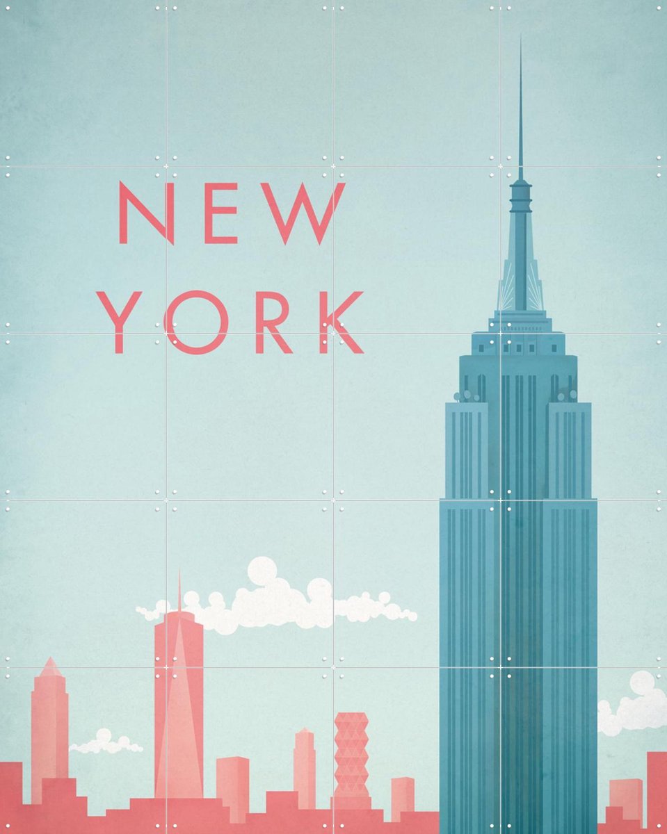 IXXI New York, Henry Rivers - 80 x 100 cm - Gratis ophangtool - Grote wanddecoratie en posters - Typografie, Illustraties, Geometrische Kunst
