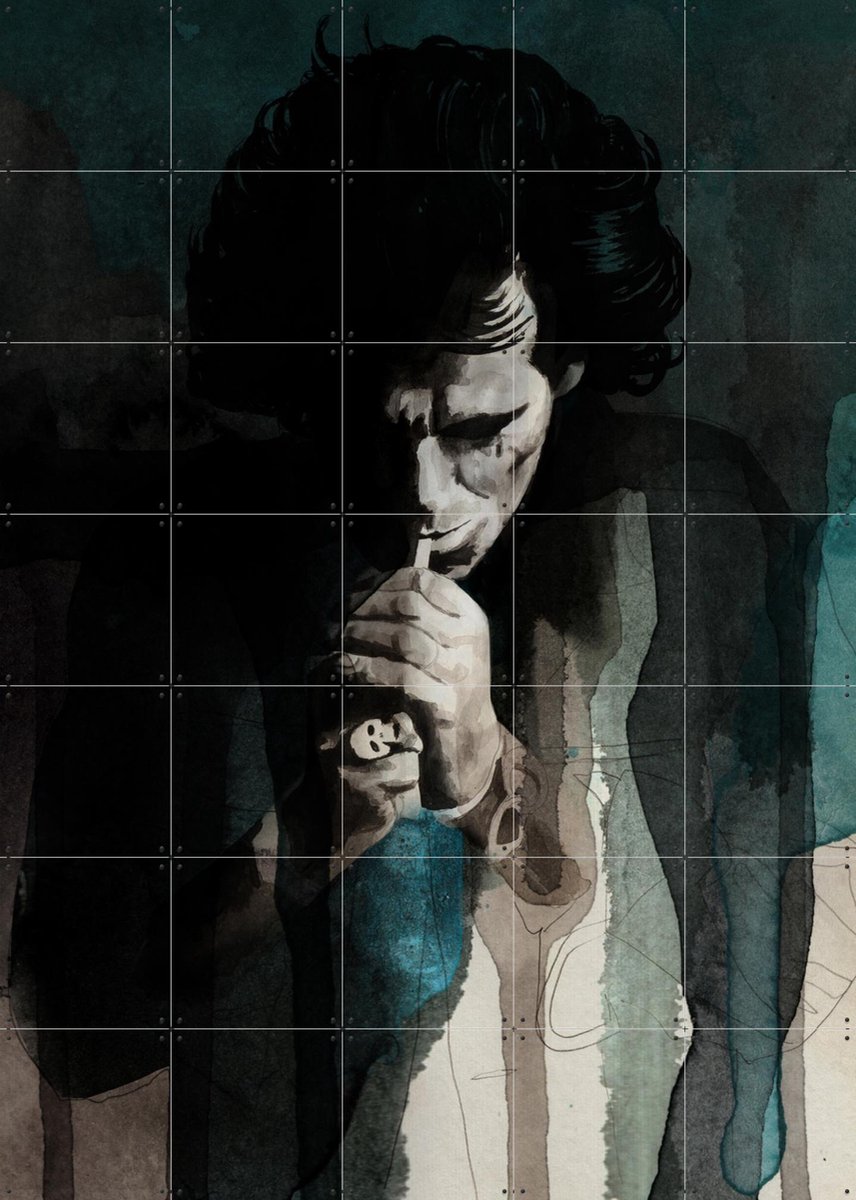 IXXI Keith Richards, David Diehl - 100 x 140 cm - Gratis ophangtool - Grote wanddecoratie en posters - Illustraties, Aquarel, Woonkamer, Mancave