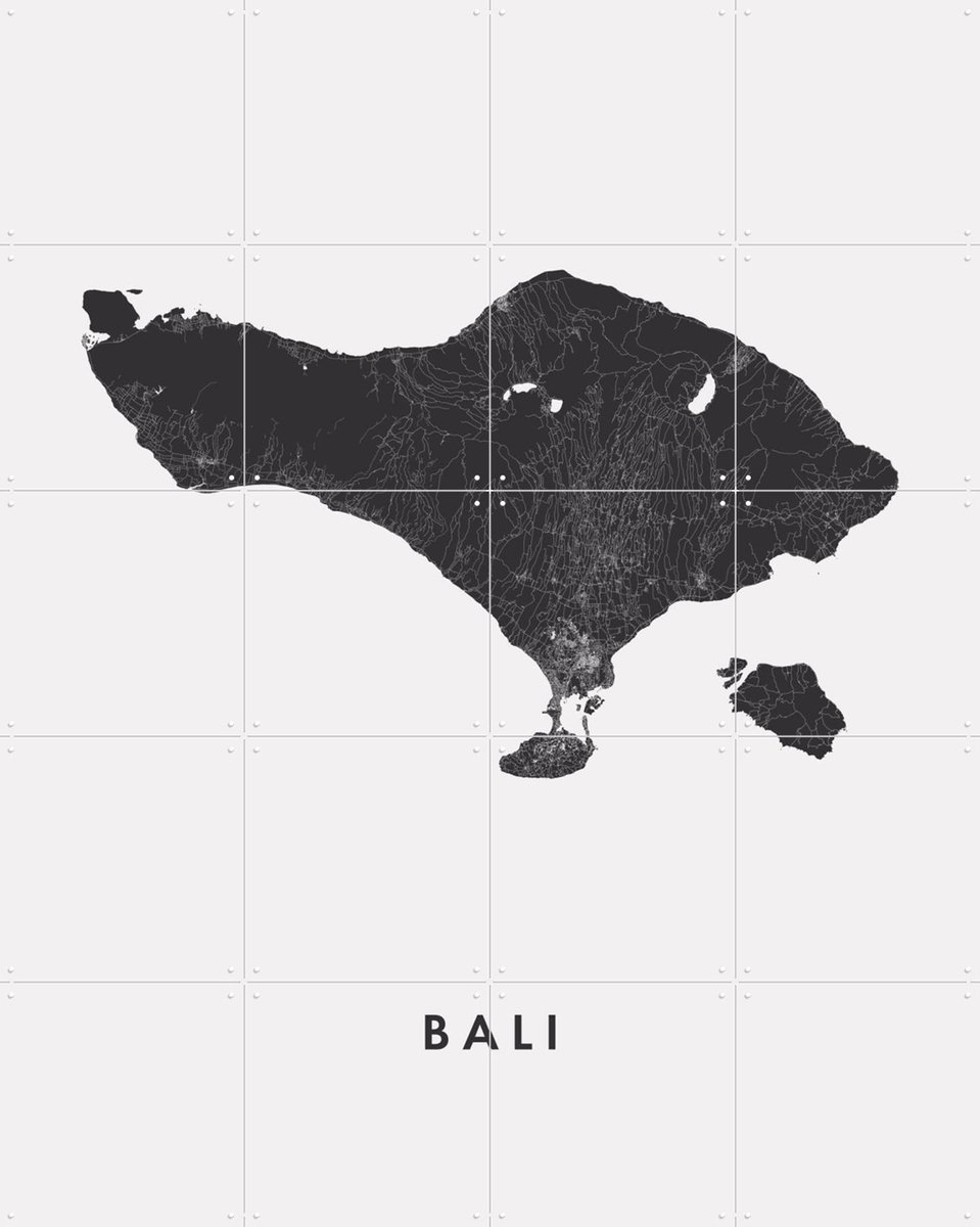 IXXI Bali Island Map, Kunst in Kaart - 80 x 100 cm - Gratis ophangtool - Grote wanddecoratie en posters - Grafisch Ontwerp, Minimalisme, Woonkamer