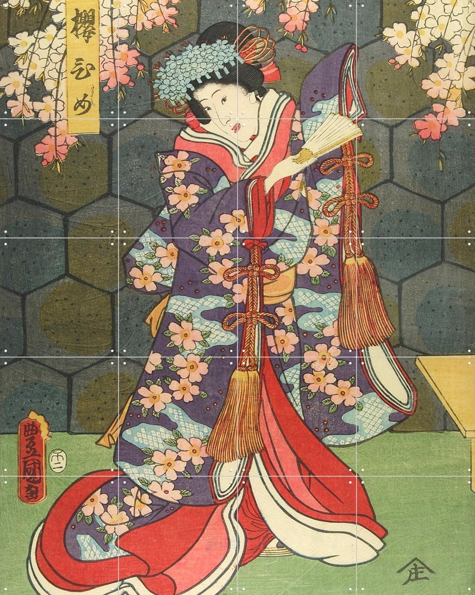 IXXI Woodblock Print, Utagawa Kunisada & Victoria and Albert Museum - 80 x 100 cm - Gratis ophangtool - Grote wanddecoratie en posters - Houtsnede