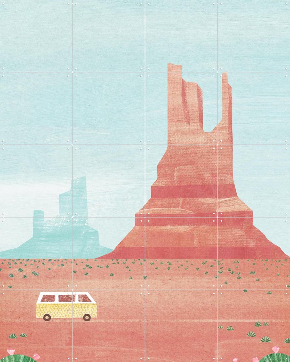 IXXI Road Trip, Henry Rivers - 80 x 100 cm - Gratis ophangtool - Grote wanddecoratie en posters - Speels, Illustraties, Vintage, Woonkamer, Mancave